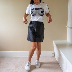 L' Academie Leather Pocket Skirt